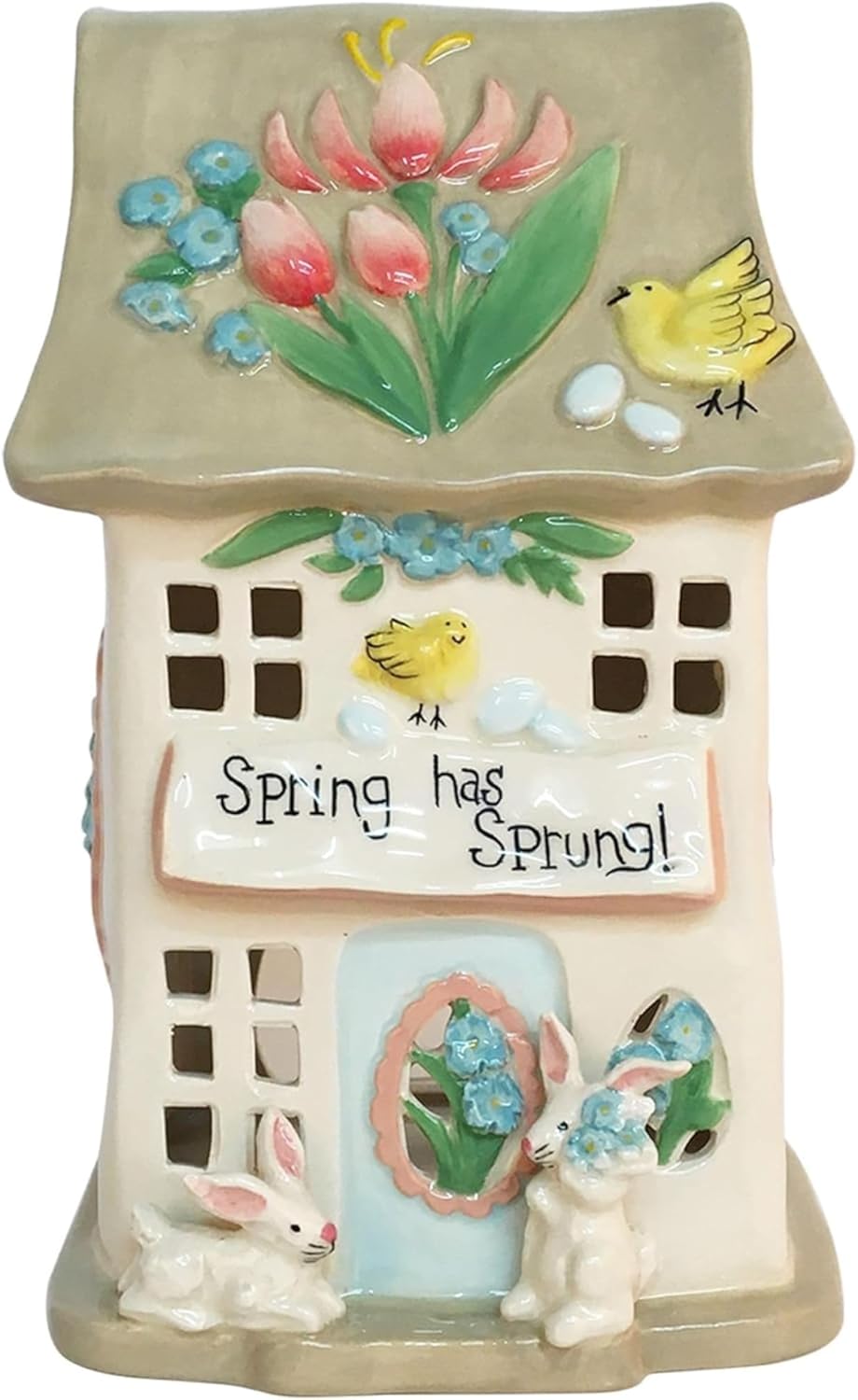 Blue Sky Clayworks Spring Has Sprung Candle House, 5.25" L x 4.625" W x 8" H