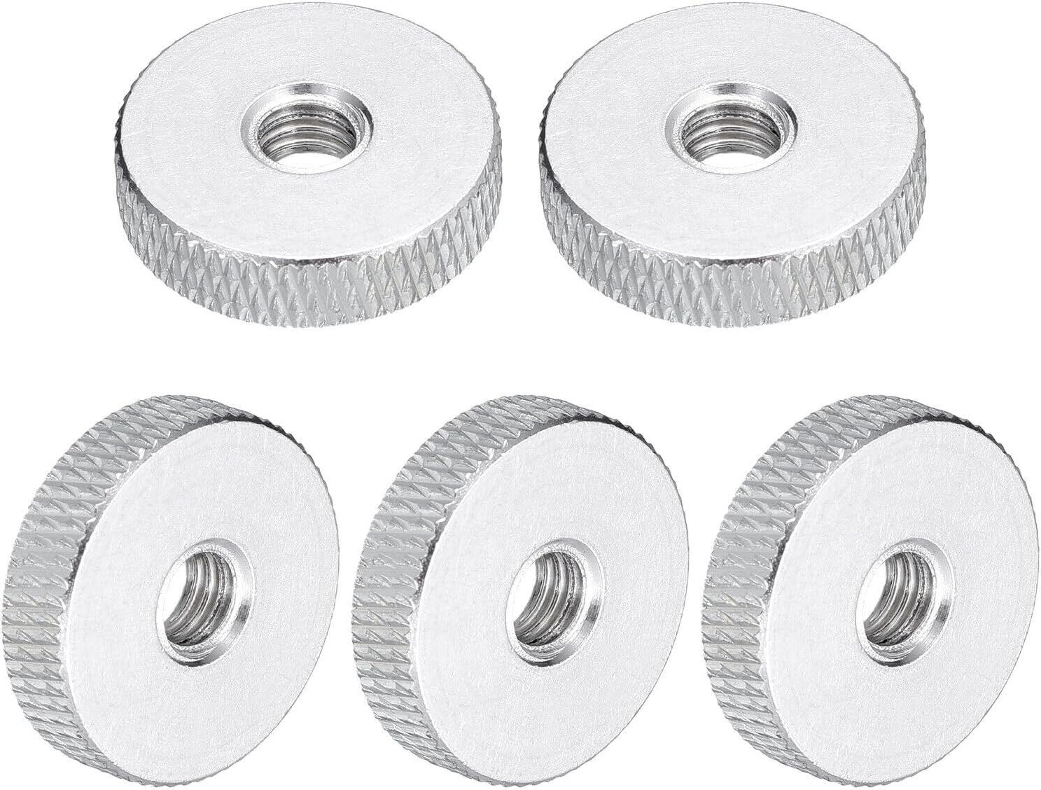 Toolparts And Accessories 10Pcs Flat Knurled Thumb Nuts M6x20 x 5 mm Pass Hole Nut Aluminum Alloy Silver (#CN#130824-03691)