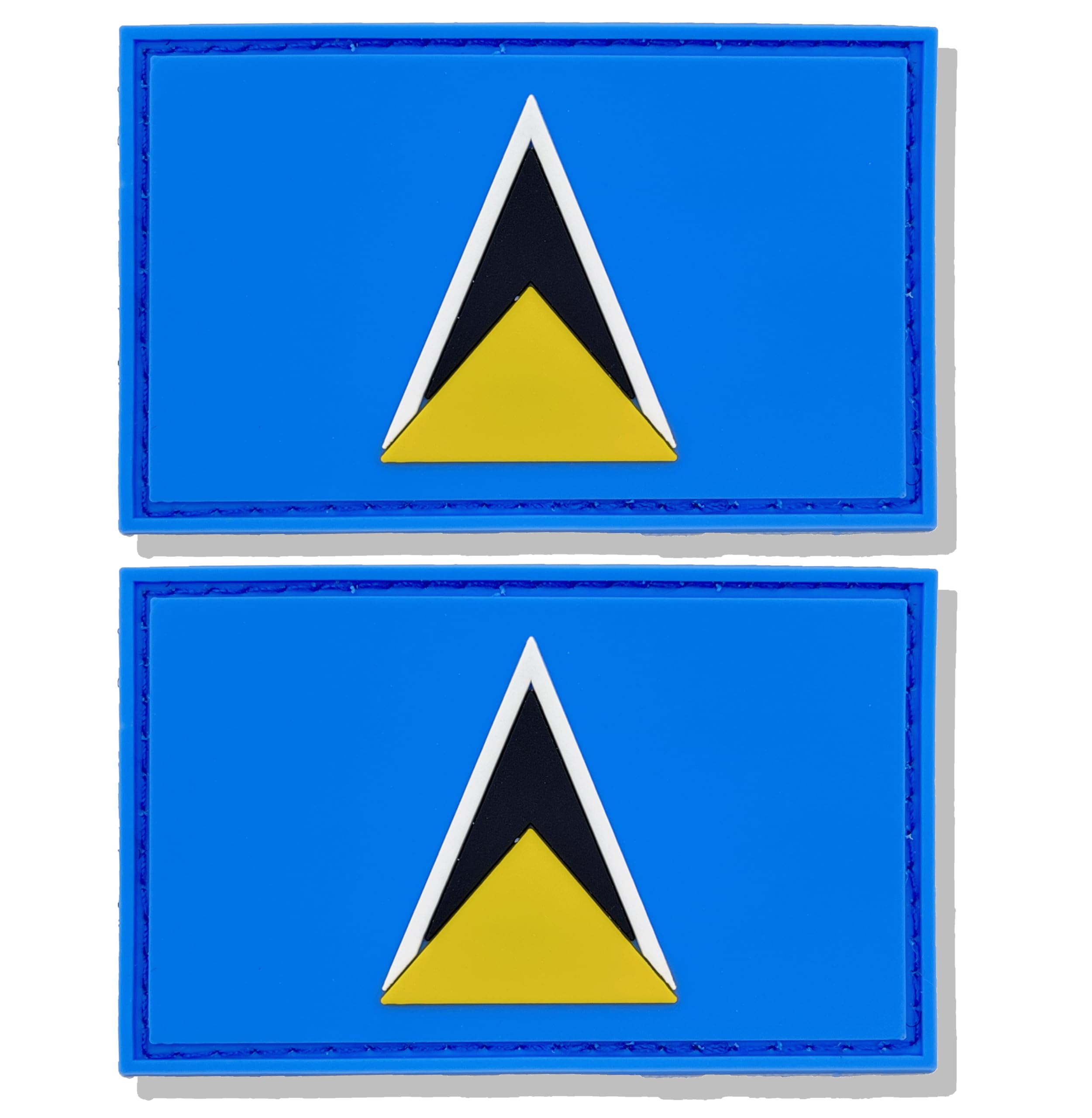 Stidsds 2 Pack Saint Lucia Flag Patch - Military Tactical PVC Hook and Loop Fastener Patches for Clothes, Hat, Backpacks - Pride Decorations