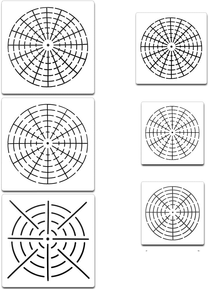 MediaLJia 6PCs Mandala Stencils Template Set - Mylar Painting Mandala Dot Painting Stencils for Wood, Fabric, Airbrush and Walls Art,8/12/16 Segment
