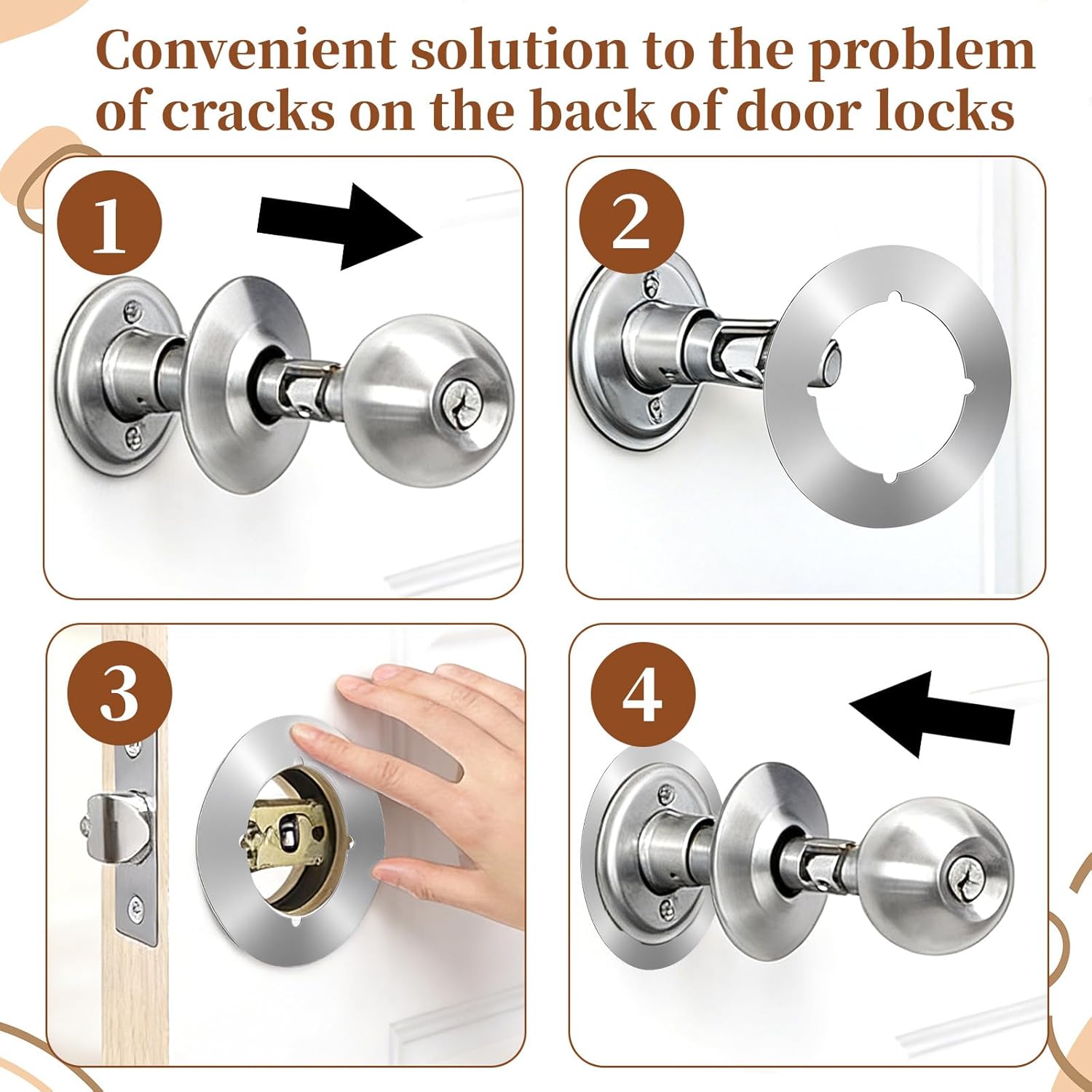 2Pcs Scar Plate Deadbolt Back Plate, 2-1/8" Inner Diameter, 3-1/2" Outer Diameter, Round Door Knob Plates, for Fixing Loose Knobs and Damaged Areas