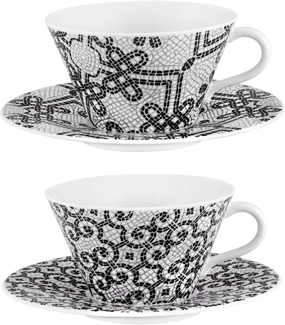 Vista Alegre Porcelain Portuguese Cobblestone Tea Cups & Saucers Set of 2