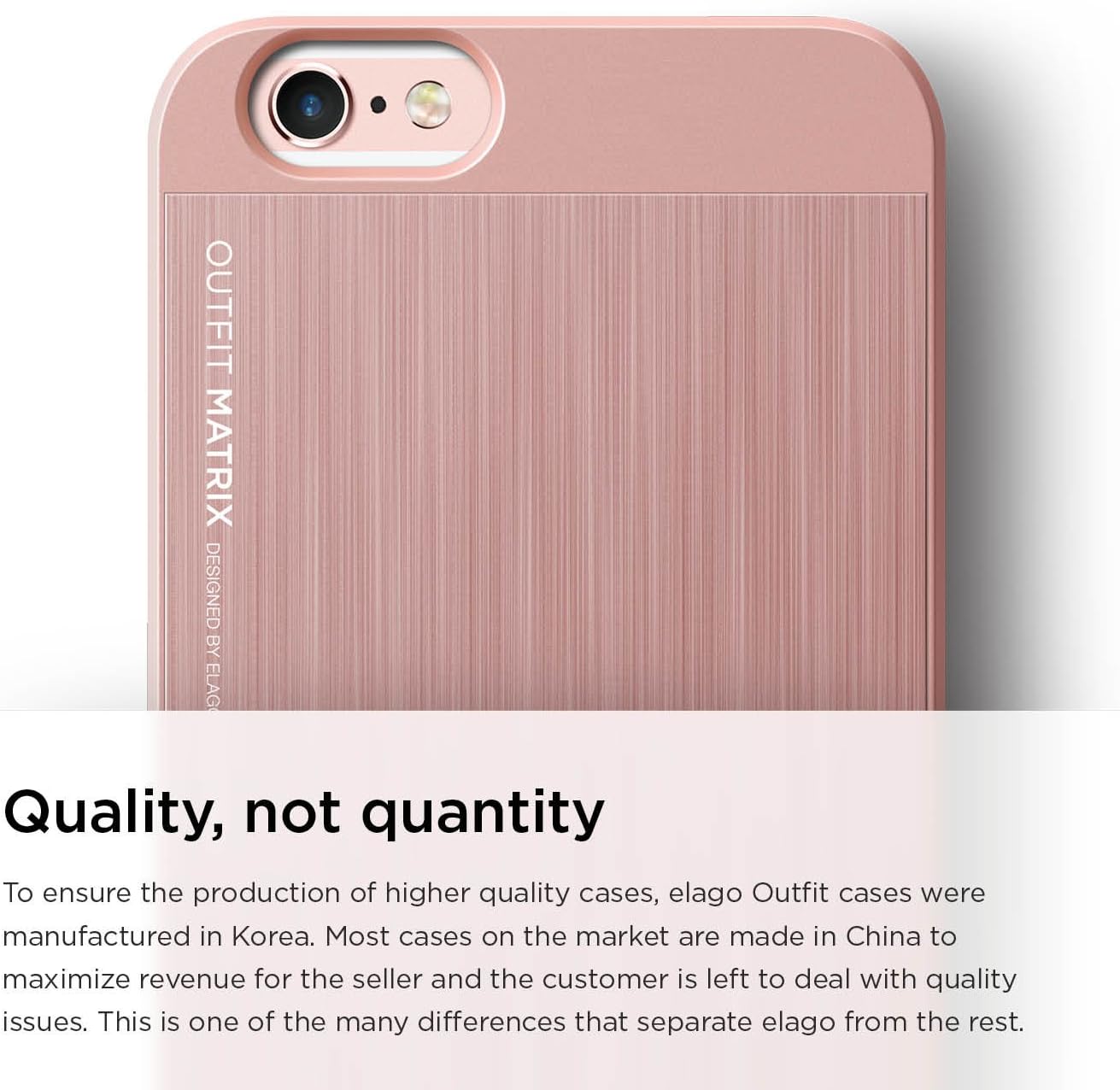 iPhone 6S Case, elago [Outift Matrix][Rose Gold] - [Premium Hybrid Construction][Brushed Aluminum][Spark Design Award] - for iPhone 6/6S