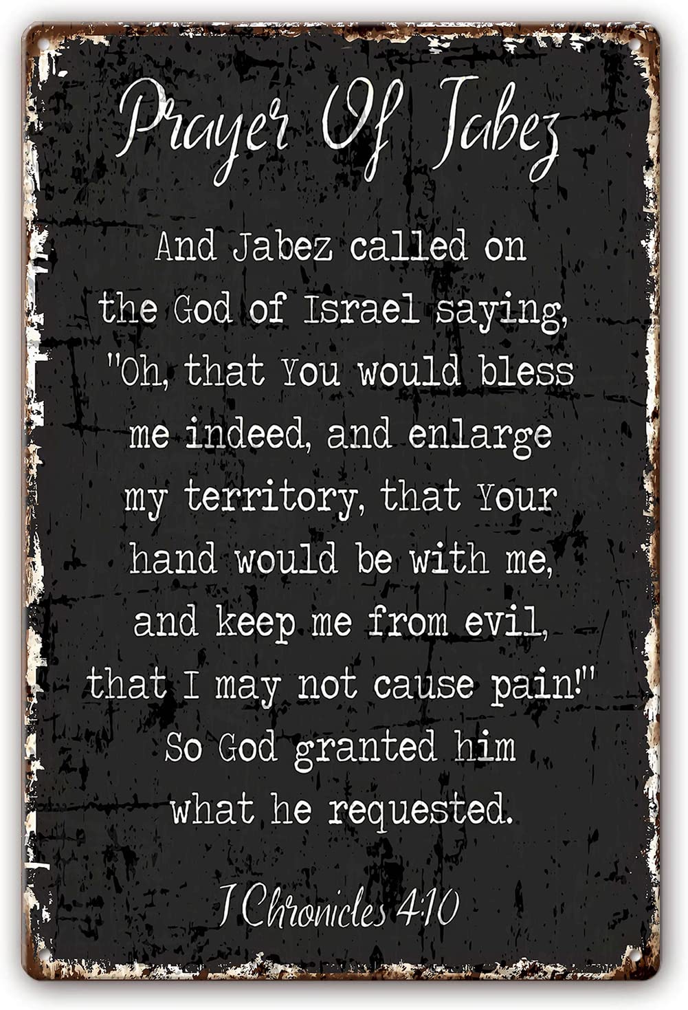 Prayer of Jabez Poster 1 Chronicles 4 10 Bible Verse Wall Art Metal Tin Sign Pictures for Bathroom Home Decorative Paintings for Bedroom Modern Artwork Wall Decorations 6x8 Inch
