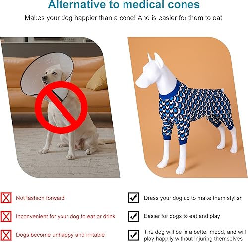 Miniatura 6 de LovinPet Jammies - Camisa para perros grandes, antilamidos y calmantes de la ansiedad, ligera, elástica, con estampado de verano, para perros