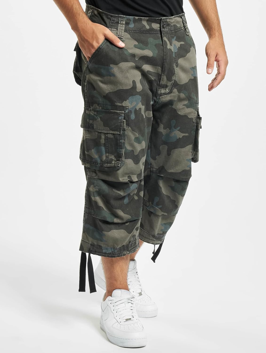 Brandit Men's 6-Pocket Capri Pants - 3/4 Length Durable Breathable Cotton Casual Vintage Style Cargo Shorts