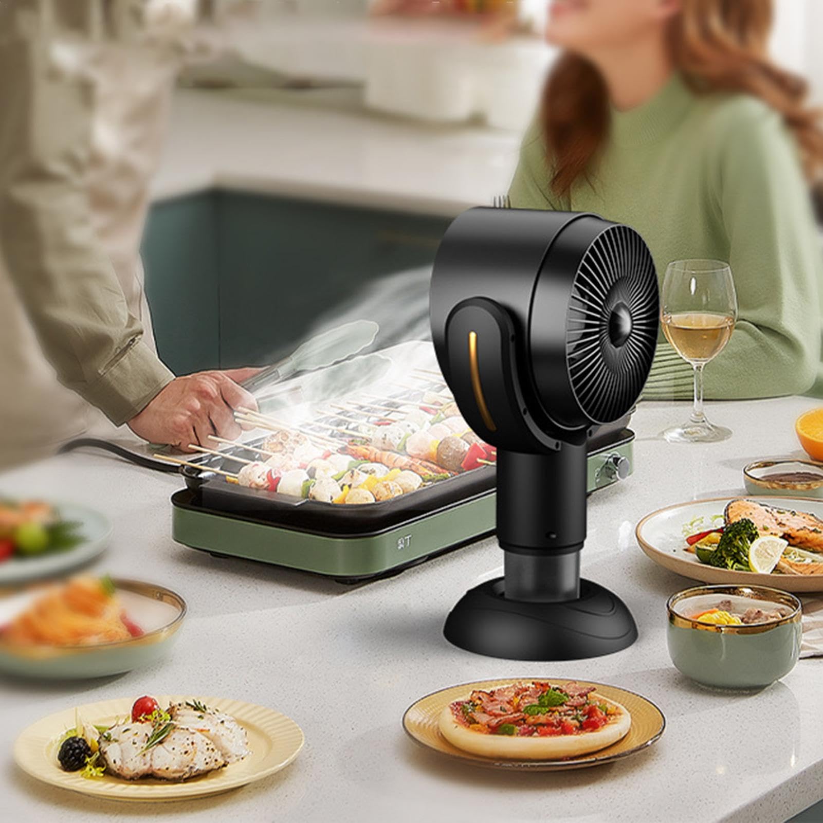 Hot Pot Per Barbecue - Estrattore Di Fumo Con Filtro 'aria Deodorante | Cappa Da Cucina Portatile Per Cucina | Cappa Aspirante Da Tavolo Ricaricabile 3000mAh | Cappe Da Tavolo Con Rotazione Parall