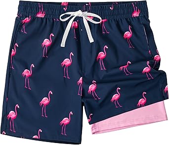 Men's Swim Trunks,Mesh Lining Quick Dry with Pockets Beach Shorts Hawaiian