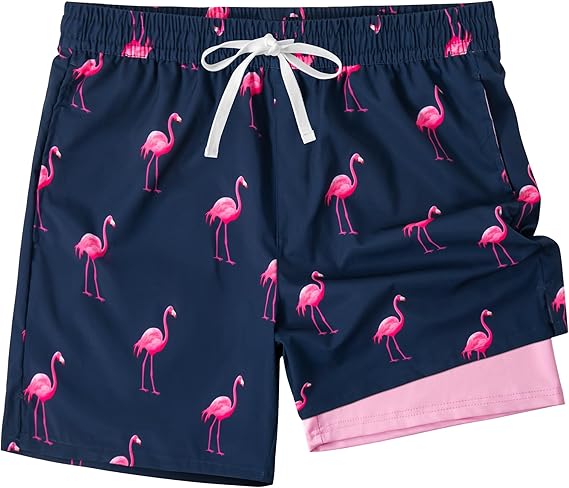 Men's Swim Trunks,Mesh Lining Quick Dry with Pockets Beach Shorts Hawaiian