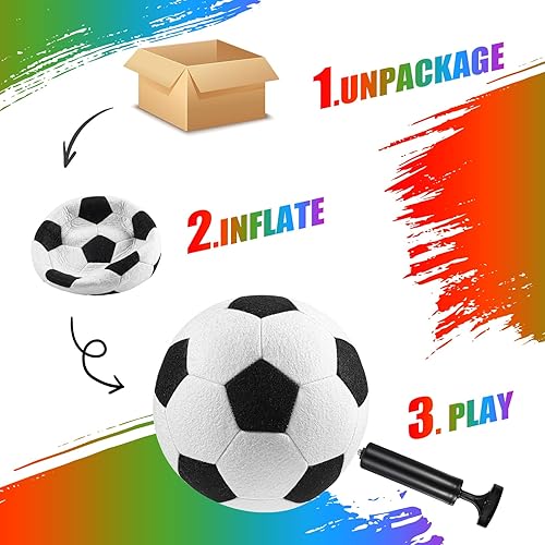 Miniatura 6 de Libima 2 pelotas de fútbol suaves de Navidad para interiores con bomba de 8 pulgadas, tamaño oficial 4, pelota de fútbol deportiva de fieltro negro