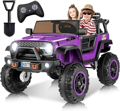 Miniatura 30 de Hikole Auto de paseo de 24 V para niños, camión eléctrico de 2 plazas con control remoto, motor potente de 4 x 100 W, conmutable 4WD/2WD, faro LED