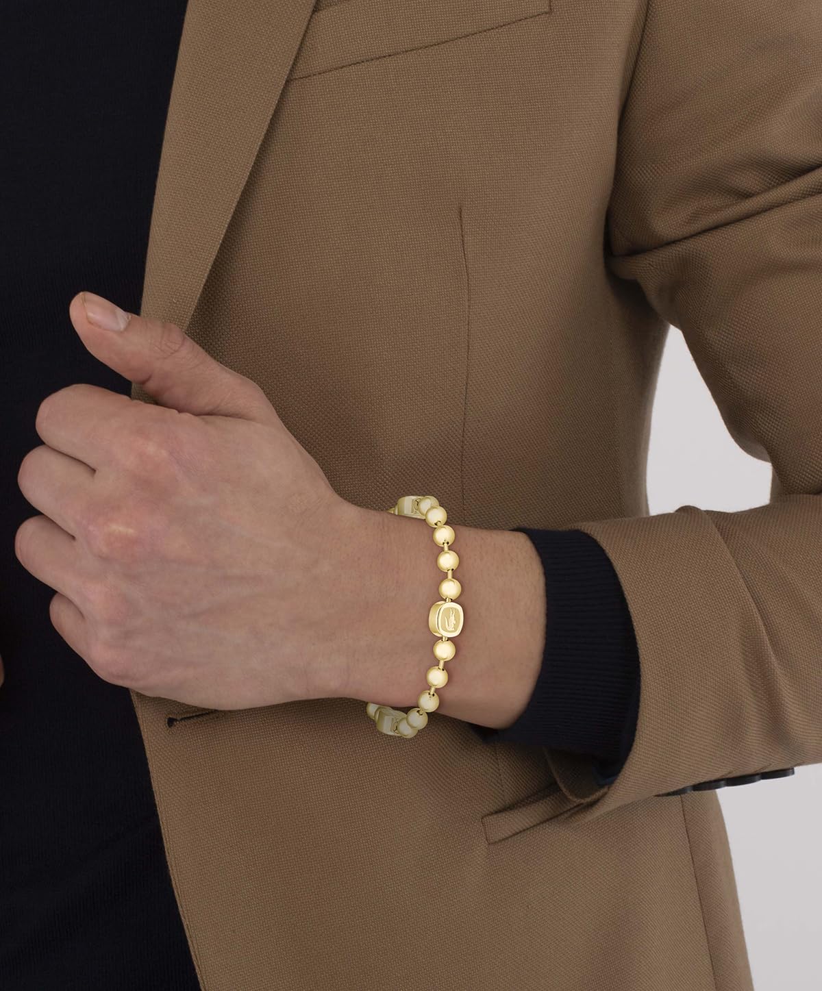 Lacoste Bracelet en perles pour Homme Collection VIGOR en Acier inoxidable et Or Jaune