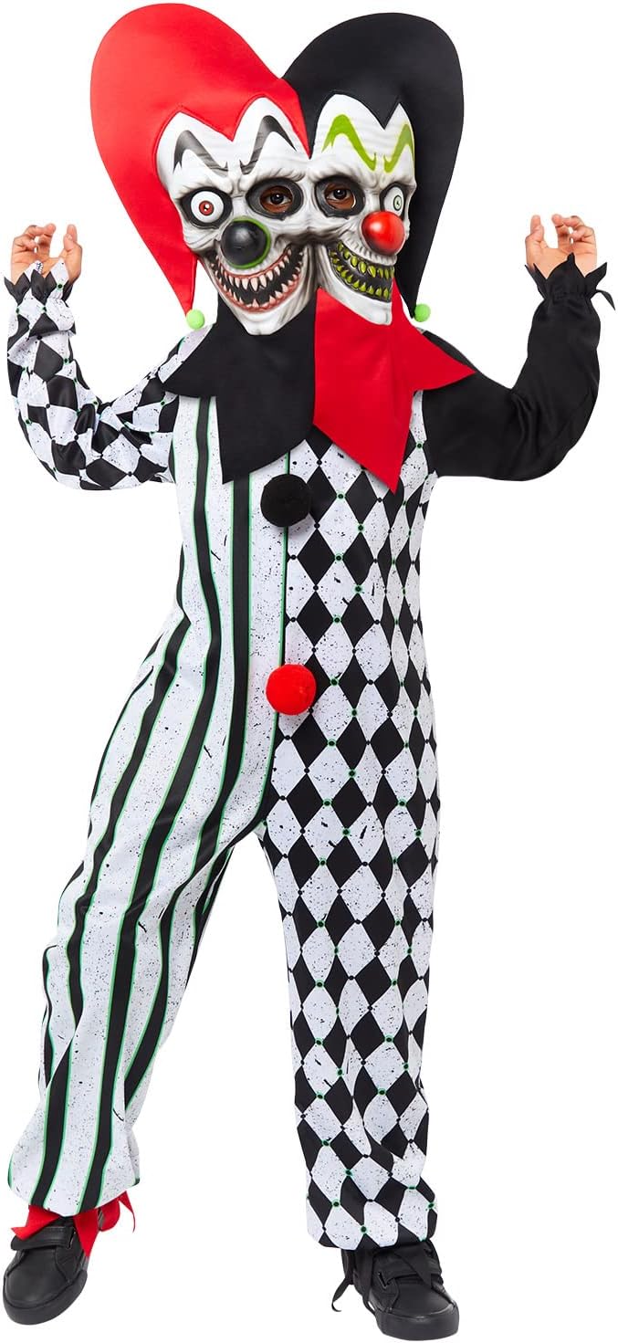 amscanBoy's Boys Halloween Two Faced Jester Clown Fancy Dress Costume Boys Halloween Two Faced Jester Clown Fancy Dress Costume
