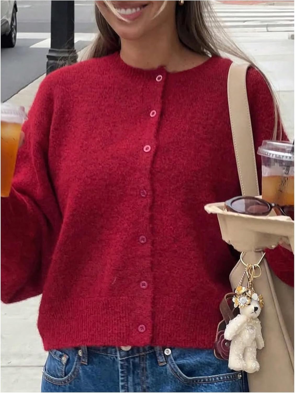 GORGLITTER Women's Button Up Cropped Cardigan Long Sleeve Lightweight Dressy Spring Fashion 2026 Knitwear Sweater - Image 3