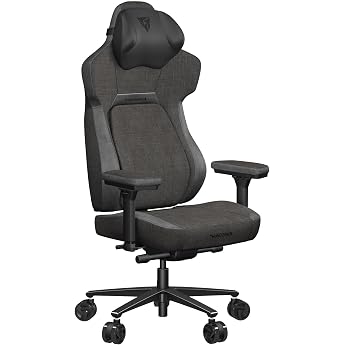 ThunderX3 CORE Loft - Ergonomischer Gaming Stuhl Sitzfl che neigbar Lendenwirbelst tze Memory Foam Kopfst tze Fu st tze Stoffbezug - Dunkelgrau