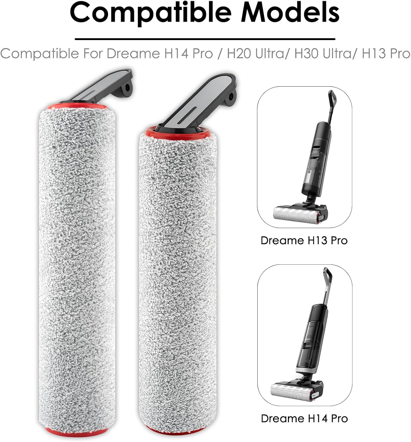 (3 Pack) H14 Pro Replacement Roller Brushes for Dreame H14 Pro Wet Dry Vacuum Cleaner, Roller Brush Accessories Kit, Multi-Surface Brushes, Brush Rollers