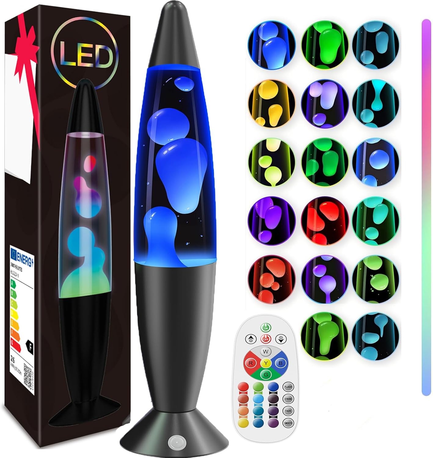 13.5 Inch Liquid Motion Lamps with Remote Control, 17 Color Changing LED Mood Light, Relaxing Ambient Lamp for Kids Adults Teens Room Decoration, Perfect Christmas & Birthday Gift