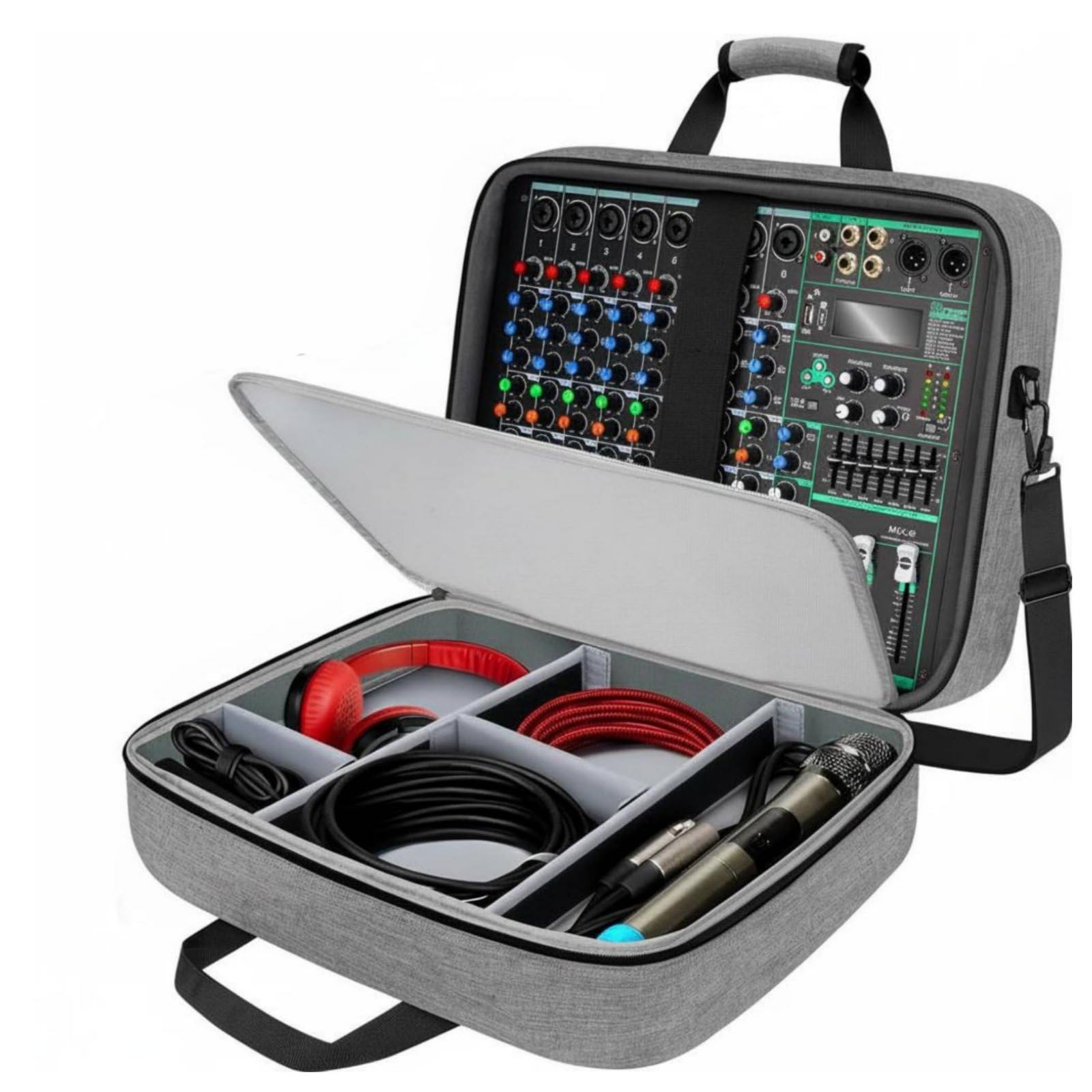 Organizador de Equipo de Grabación Múltiples Bolsillos Bolsa Organizadora Equipo Sonido Compartimentos Ajustables Funda Protectora para Músicos