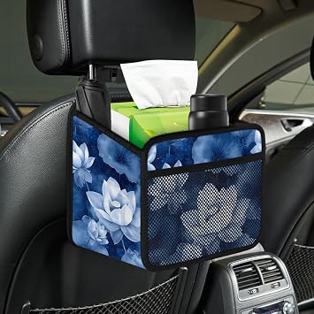 Blue Lotus Car Seat Back Hanging Bag Multifunctional Vehicle Backseat Hanging Storage Pocket Universal Car Storage Box Organizer Accessories
