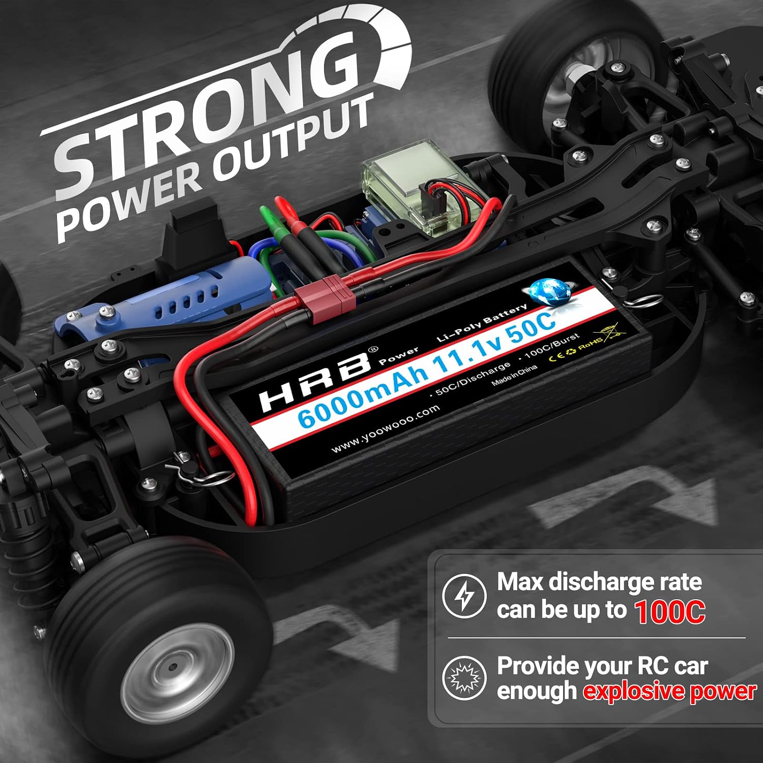 HRB 11.1V 6000mAh 50C T Hardcase Lipo Battery Compatible with RC Car RC Plane RC Truck RC Boat