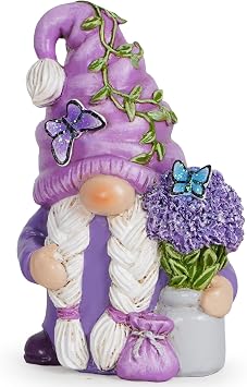 Hodao Lavender Dream Gnome - Purple Fragrance Wonderland Journey Spring Swedish Tomte Elf Dwarf Figurines Summer Gnome Indoor Home Decor Gift Lavender Gnome 2