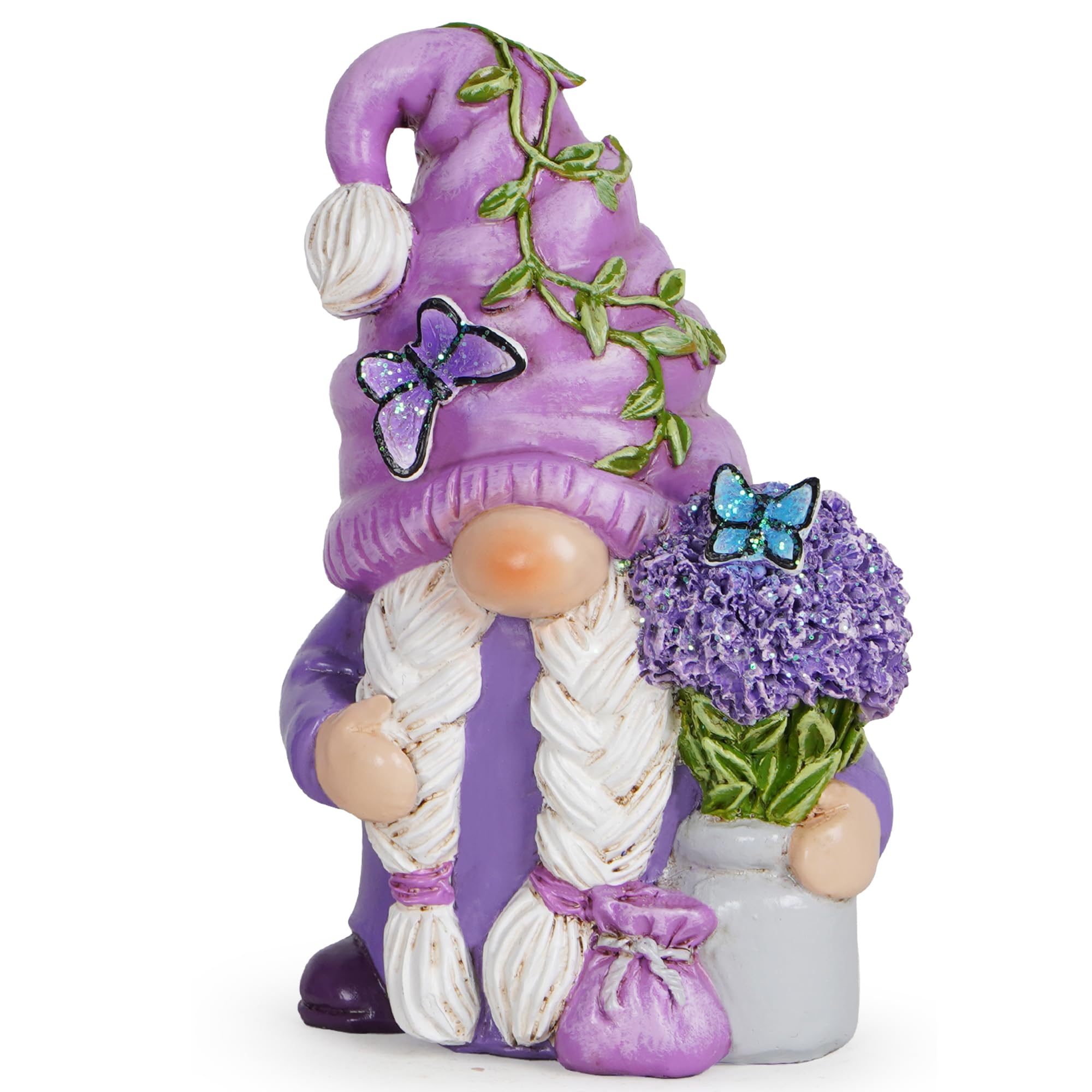 Hodao Lavender Dream Gnome - Purple Fragrance Wonderland Journey Spring Swedish Tomte Elf Dwarf Figurines Summer Gnome Indoor Home Decor Gift (