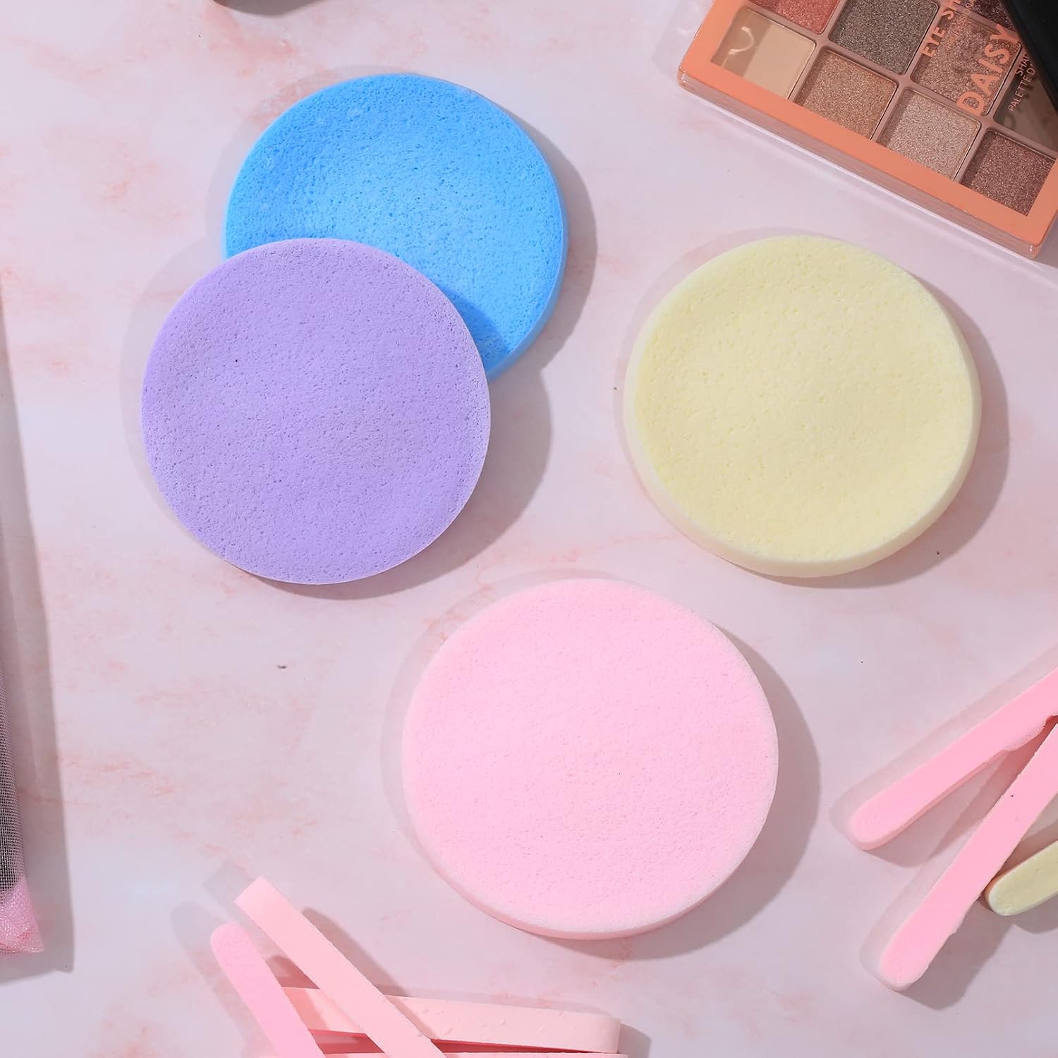 48 PCS Compressed Facial Sponge,5 Colors Face Cleansing Sponge,Round Face Sponge for Estheticians,Reusable Makeup Removal Sponge Pad,PVA Spa Pads,Soft Exfoliating Wash Sponges for Women Girls