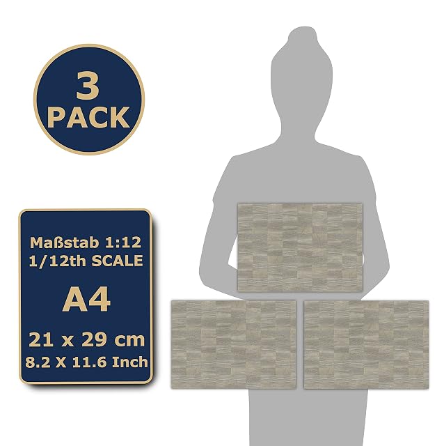 Foto 4 de 4 de 3 Hojas de Azulejos Adhesivos para Suelo para Casas de Muñecas a Escala 1:12 (Azulejos de Piedra Natural)