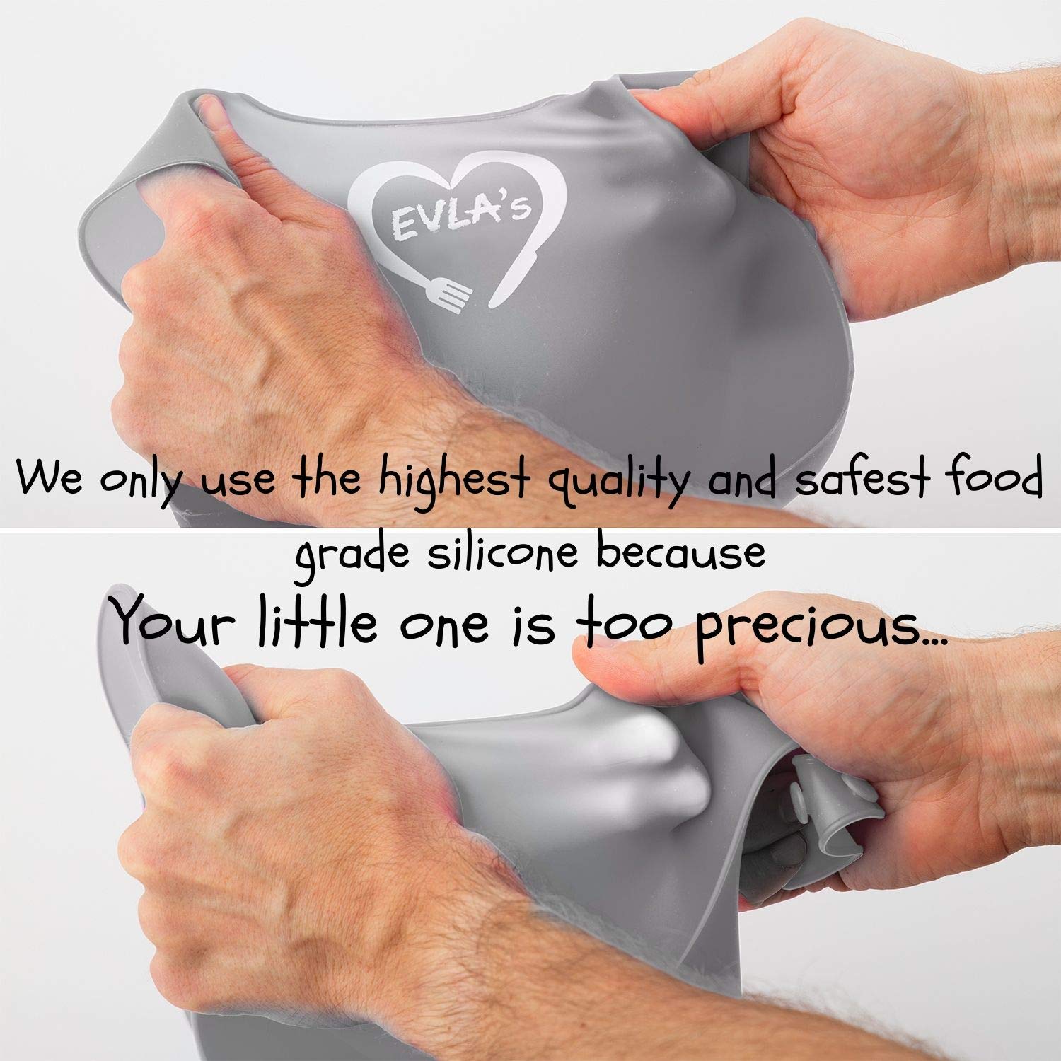 EVLA'S Baby Feeding Set, Baby Led Weaning Supplies, Adjustable Silicone Bibs, Divided Plate, Suction Bowl with Lid, Soft Spoons for Babies or Toddlers, Baby Registry must have!(Pink and Gray)