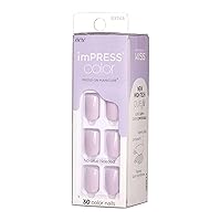Vista 2 de KISS imPRESS Color Press-On Manicure, Gel Nail Kit, PureFit Technology, Short Length, “Picture Purplect”, Polish-Free Solid Color Mani, Includes