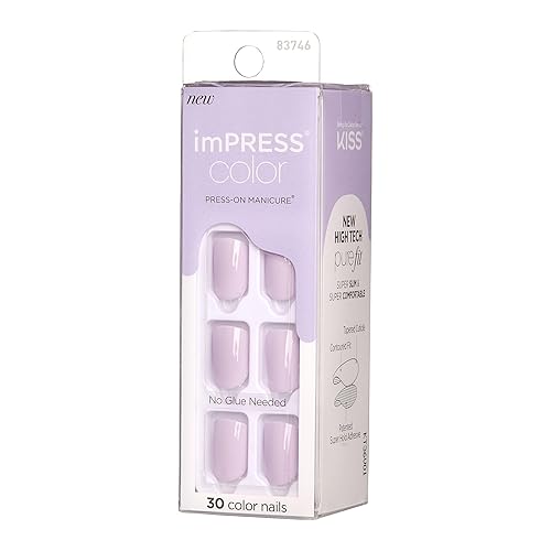 Miniatura 2 de KISS imPRESS Color Press-On Manicure, Gel Nail Kit, PureFit Technology, Short Length, “Picture Purplect”, Polish-Free Solid Color Mani, Includes