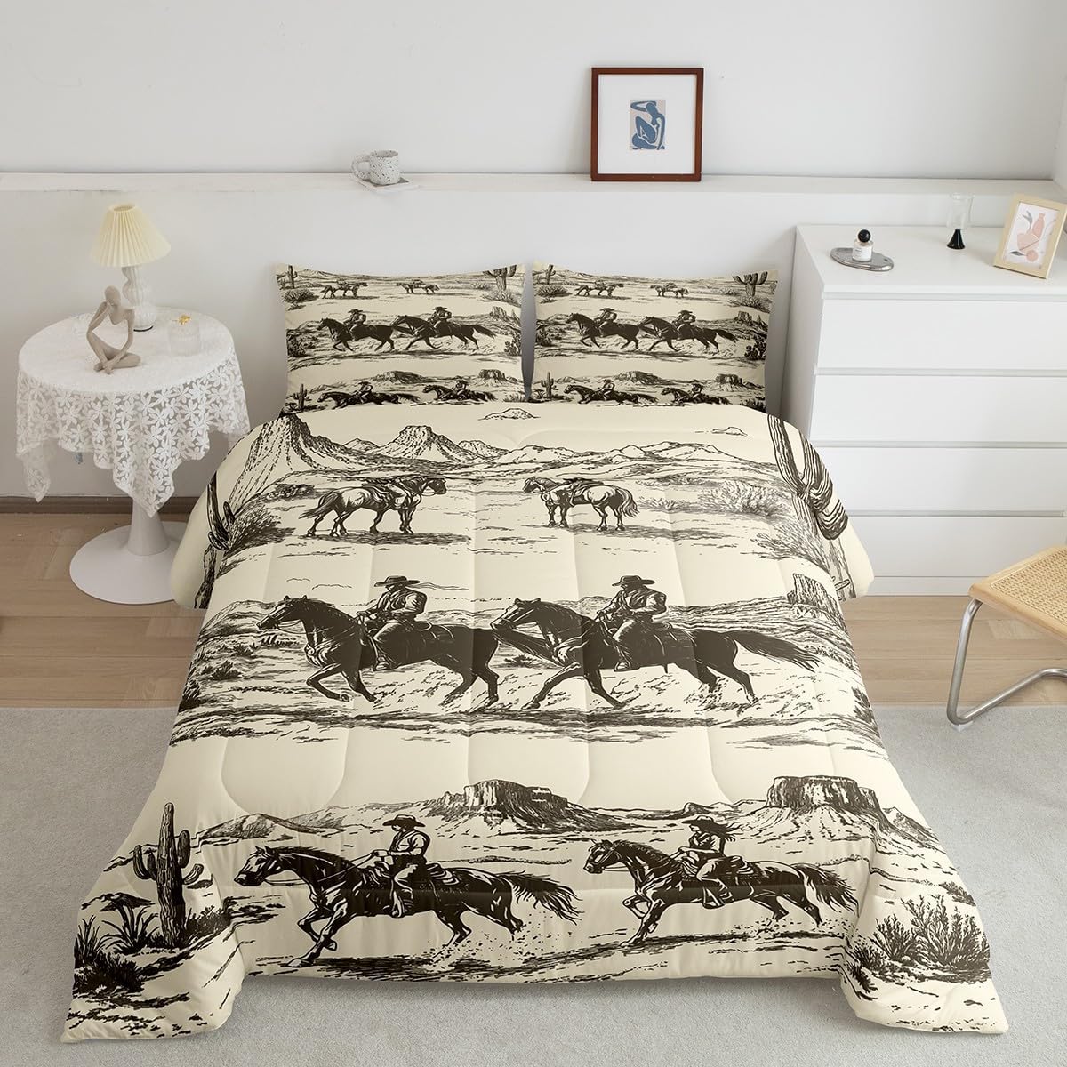 Erosebridal Western Aztec Comforter Set Full Size Bull Skull Bedding Set for Teens Young Men Boho Tribal Symbol Geometric Comforter Bohemian Grey Horns Quilt Ethnic Cow Head Bedroom Decor