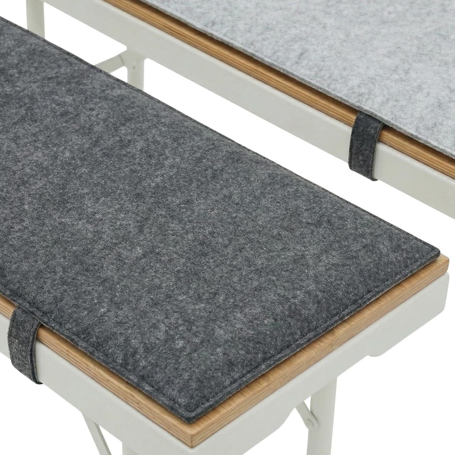 DuneDesign 2-częściowy zestaw filcowych nakładek na ławkę piwną 170 x 23 cm, 2-kolorowe, dwustronne – zestaw poduszek na ławki piwne o grubości 1 cm – składana nakładka na siedzisko do namiotu piwnego