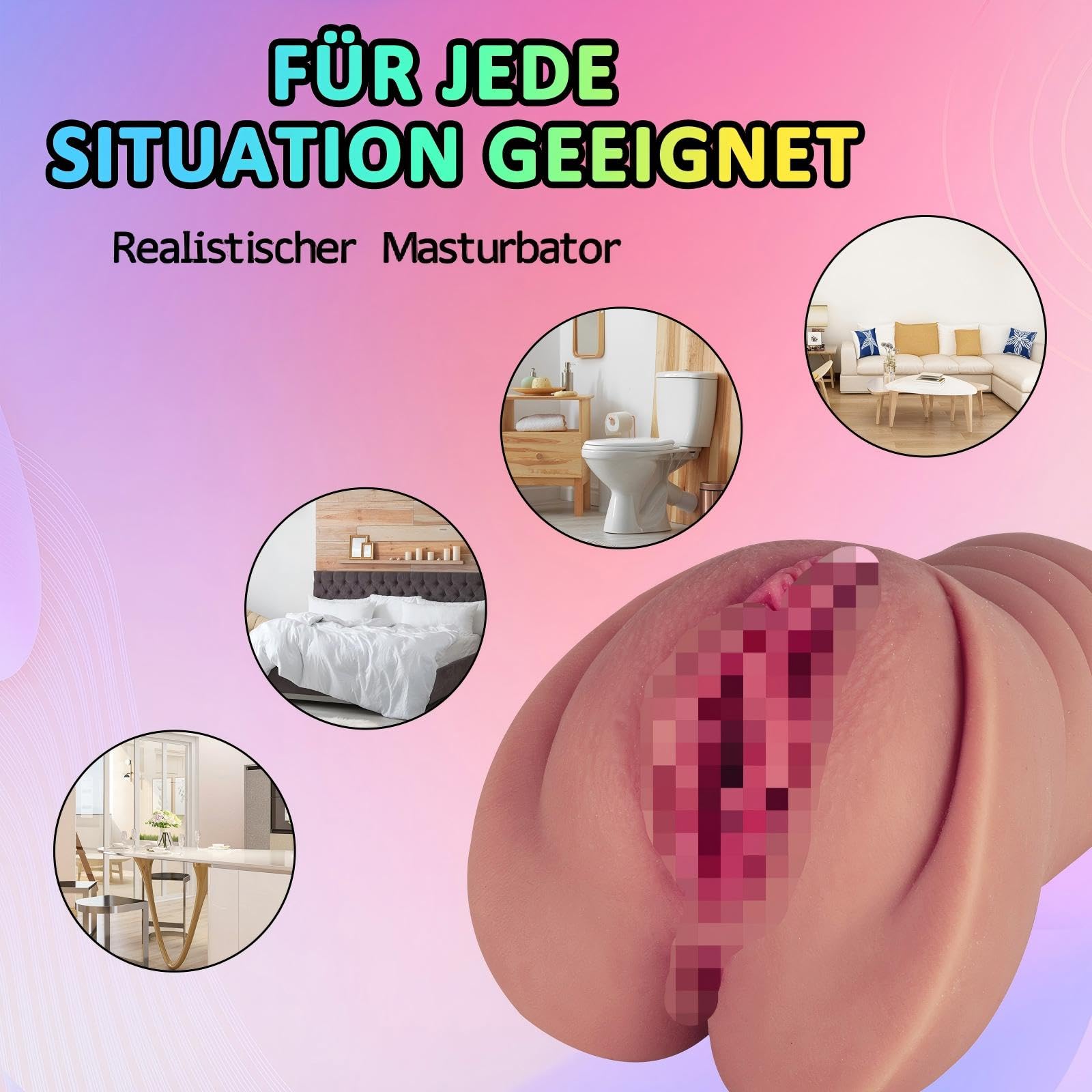 Masturbatore Realistico Pocket Pussy Sex toy Masturbatore Con Canale Clitorideo 3D Grande Per Uomini Sex Toy Erotico Per Uomini Solo(Marrone)