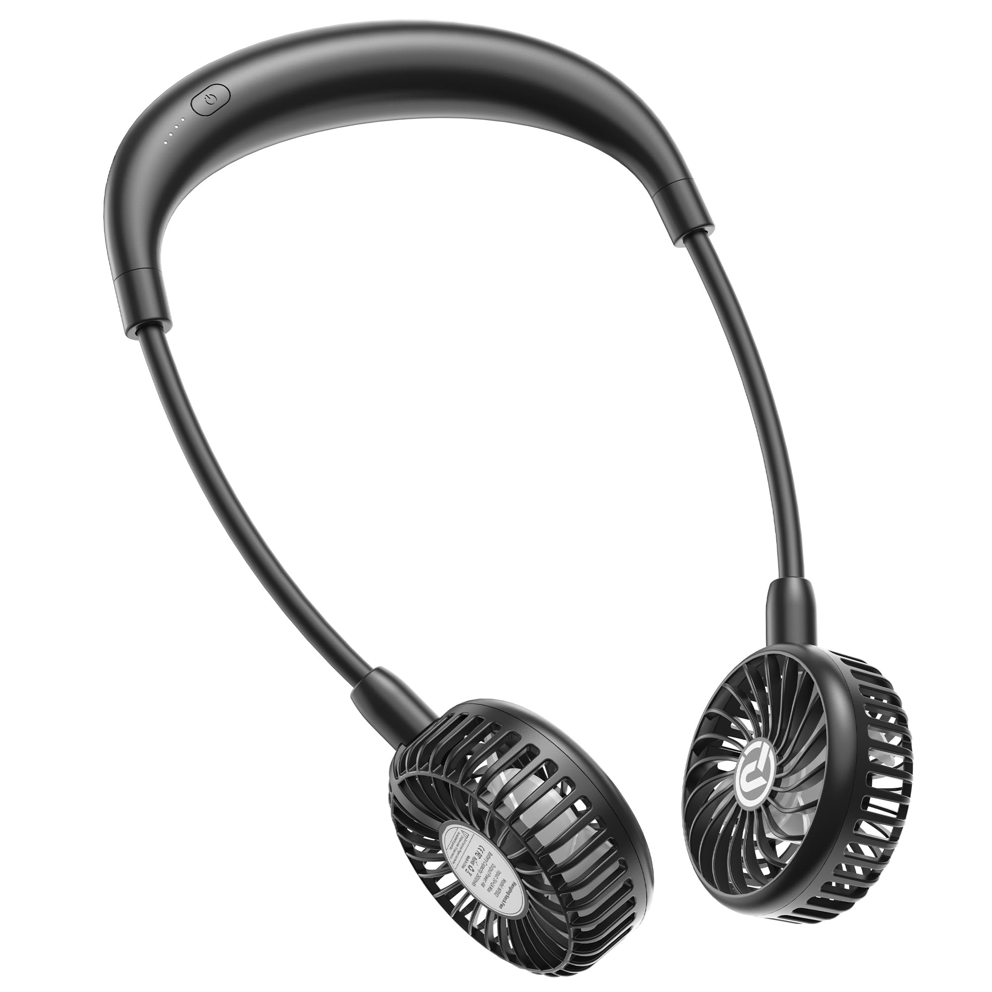 Portable Neck Fan, 2600mAh Battery Operated Sport Fan Ultra Quiet Hands Free USB Fan with 6 Speeds, Strong Wind, 360° Adjustable High Flexibility Wearable Personal Fan for Home Office Outdoor Travel (Black)