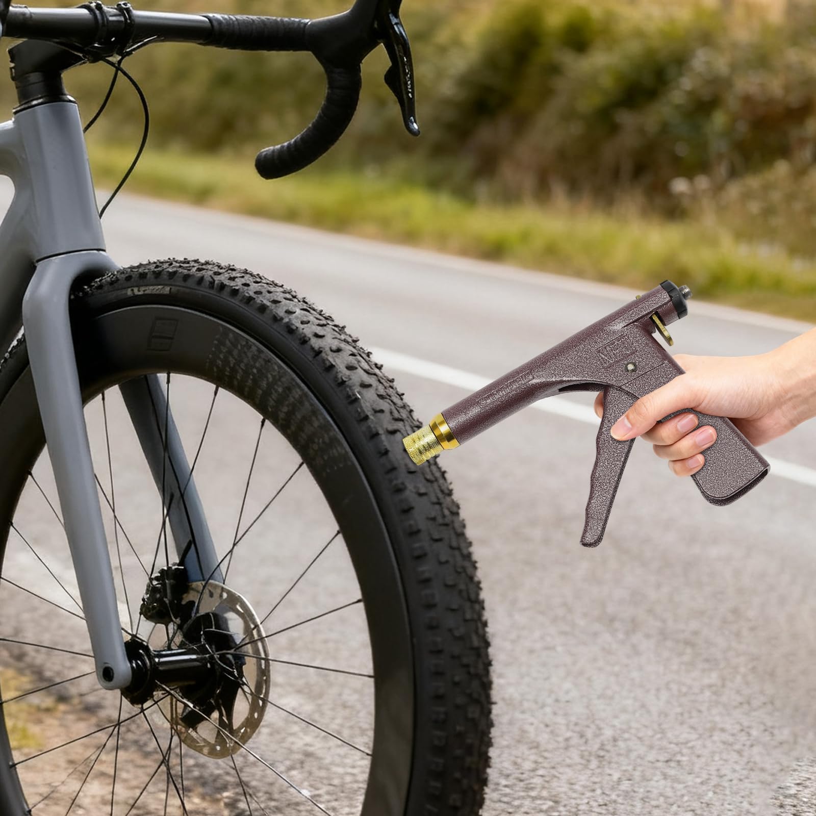 Zestaw do naprawy opon do samochodu, motocykla i SUV, bezdętkowy zestaw naprawczy z pistoletem i 16 zatyczkami grzybiczymi, łatką do opon do samochodów ciężarowych, pojazdów elektrycznych i