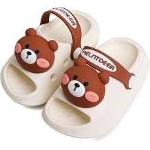 techcity Toddler Little Kids Slide Sandals Cute Summer Shower Beach Pool Slippers Thick Sole Slip On Sandals Water Shoes with Backstrap Boys Girls Clogs