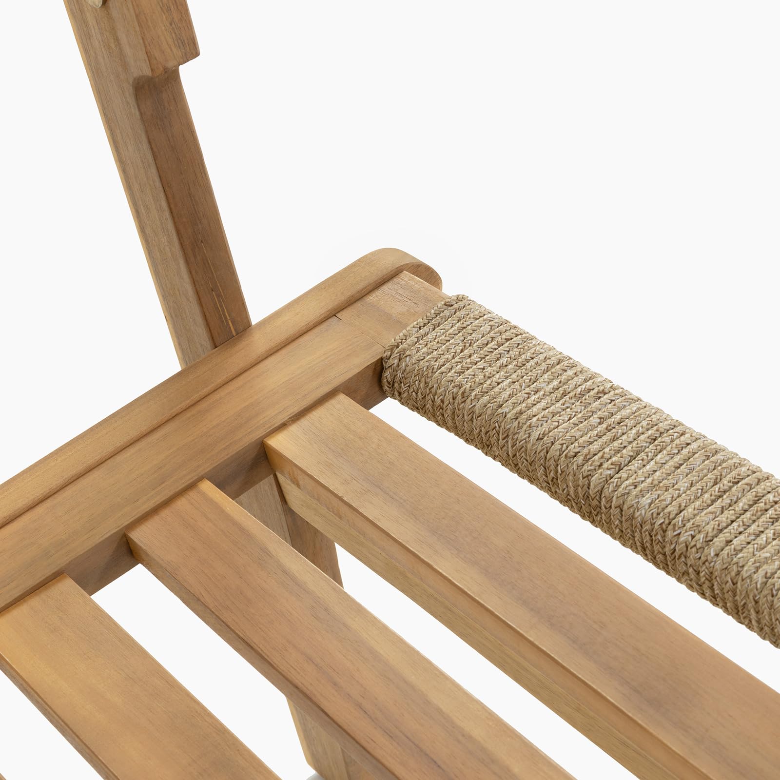 Vaukura Sillón de Madera de Acacia y Cuerda Sira Color Blanco