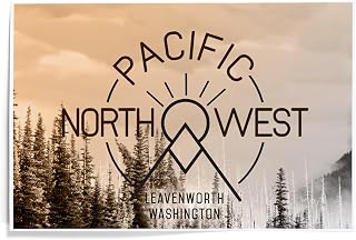 Lantern Press 12x18 Inch Art Print Wall Decor, Leavenworth, Washington, Pacific Washington, Badge and Forest