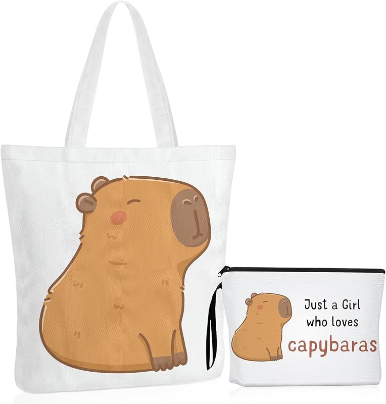 Sieral Kit com 2 bolsas de lona com estampa de capivara