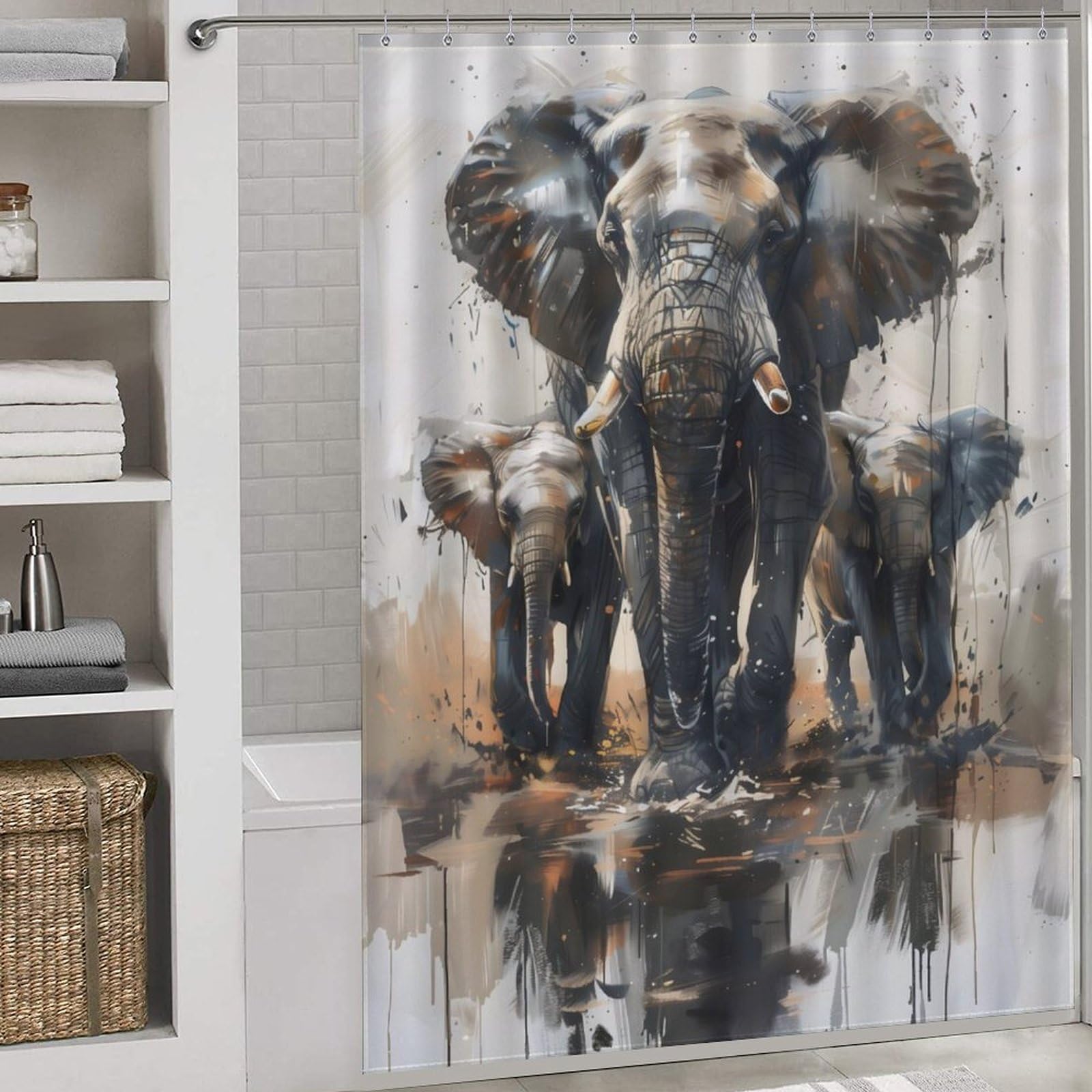 Rideaux de douche éléphants décoratifs pour préserver la propreté de la douche
