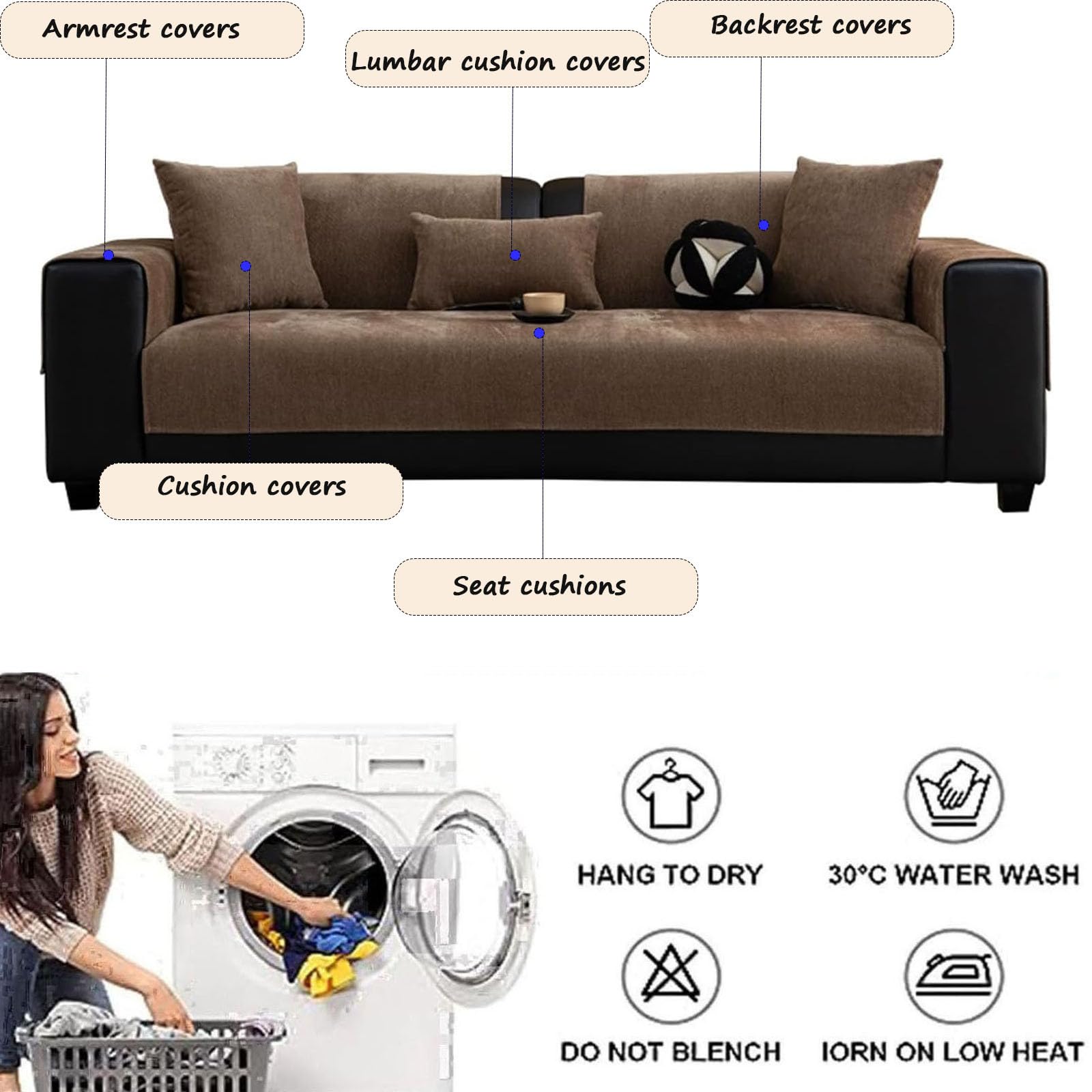 Couvre-canapé,Canapé Protégé Housses de Coussin de Canapé Jeté De Lit Ou Jeté De Canape prévenir Les Taches et Les Rayures par Les Chats et Les Chiens Utilisable Toute L'année,Light Coffee,90x240cm