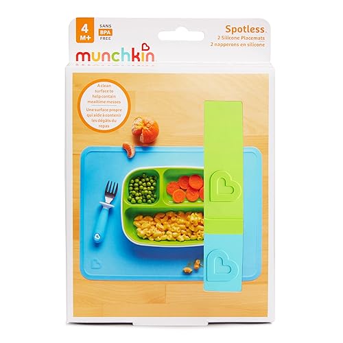 Miniatura 7 de Munchkin® Juego de comedor para niños pequeños, incluye platos, cuencos, tazas, utensilios y manteles individuales de silicona