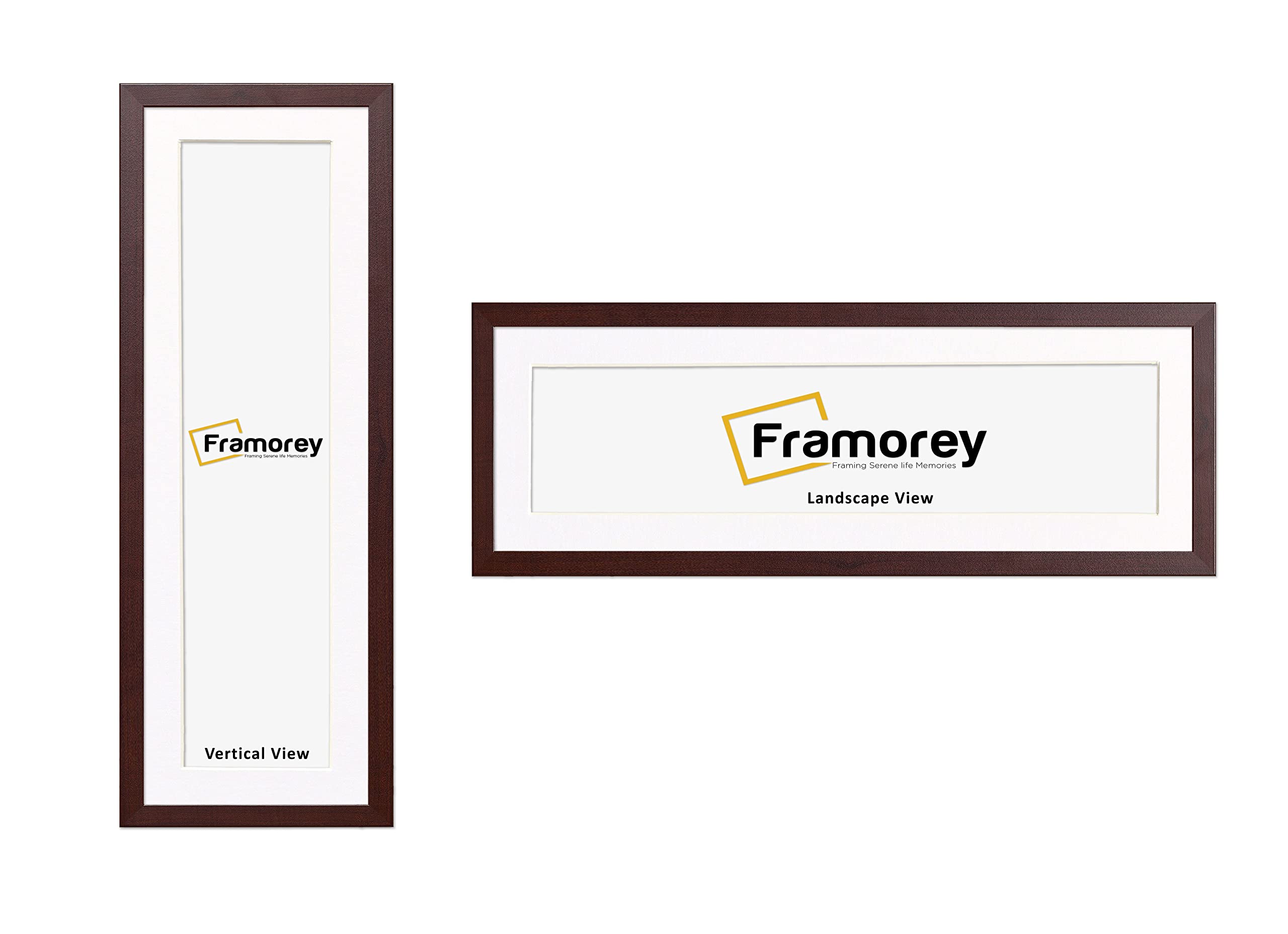Framorey Framing Serene Life Memories Mahogany With White Mount Framorey Serene Life Memories Panoramic Style Modern Flat Picture Frame, 20X13" 16X9" White Mount Size 20