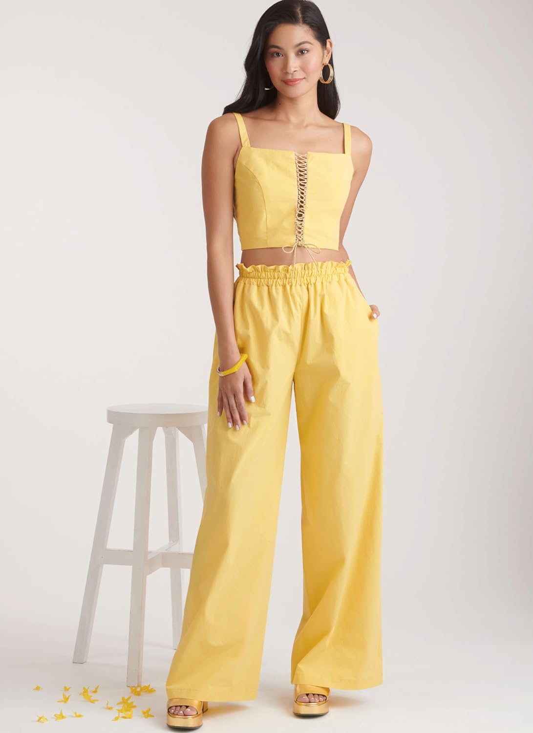 New Look UN6779A Easy to Make Misses' Bra Top and Wide Leg Pull-on Pants Sewing Pattern Packet, Design Code N6779, Sizes XS-S-M-L-XL, Multicolor