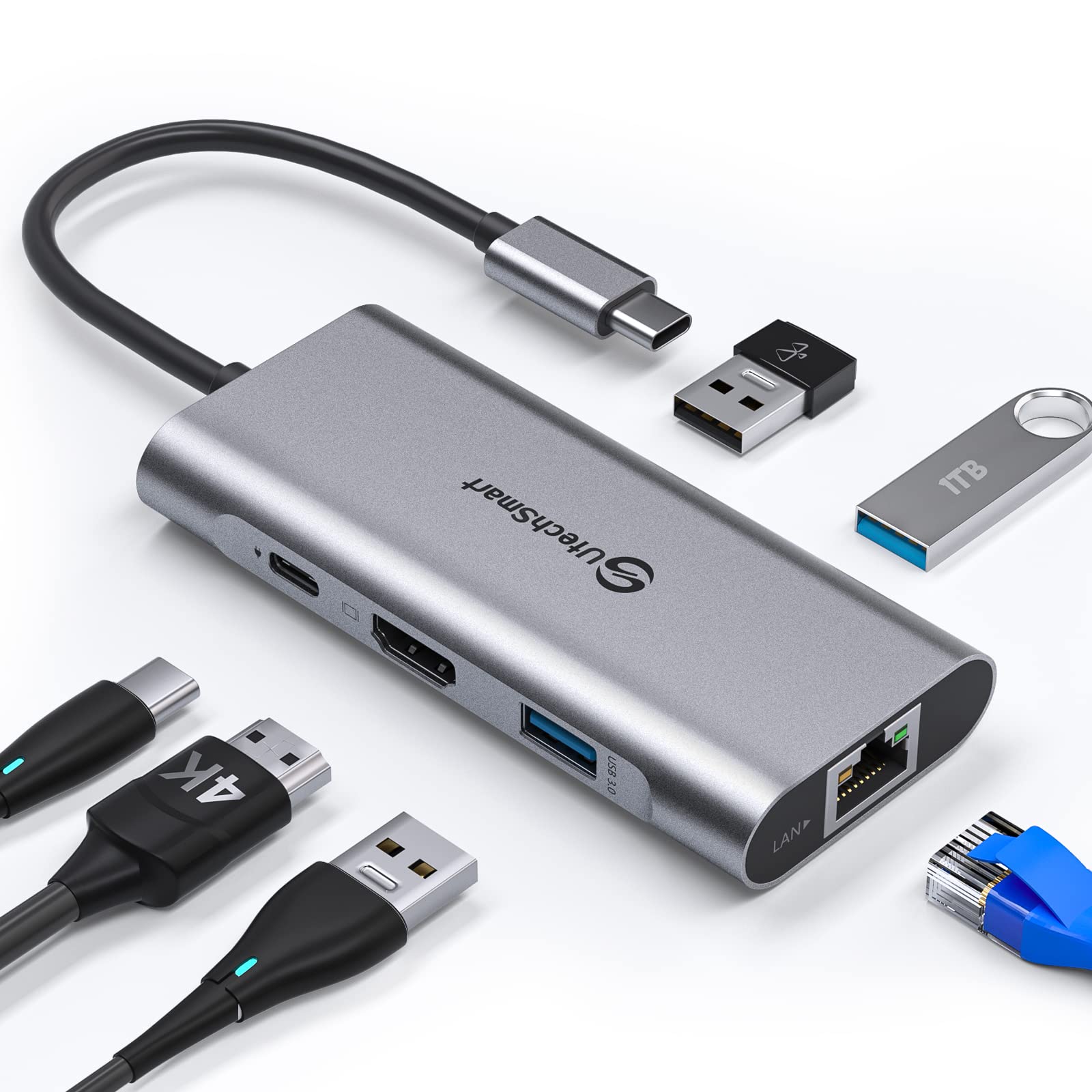 Photo 1 of UtechSmart USB C Hub - 6-in-1, 4K HDMI, Ethernet, 100W PD