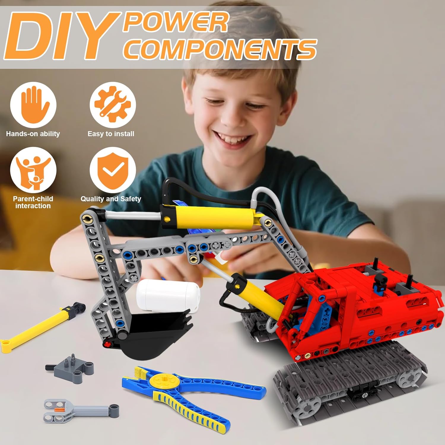 33pcs Pneumatic Pumps Parts Kit, Compatible with Technic Pumps Pneumatic Cylinders Air Tank Switch Tubes Push Rod Pressure Gauge T-connectors Actuator Alloy Joint, for Building Toys Accessories