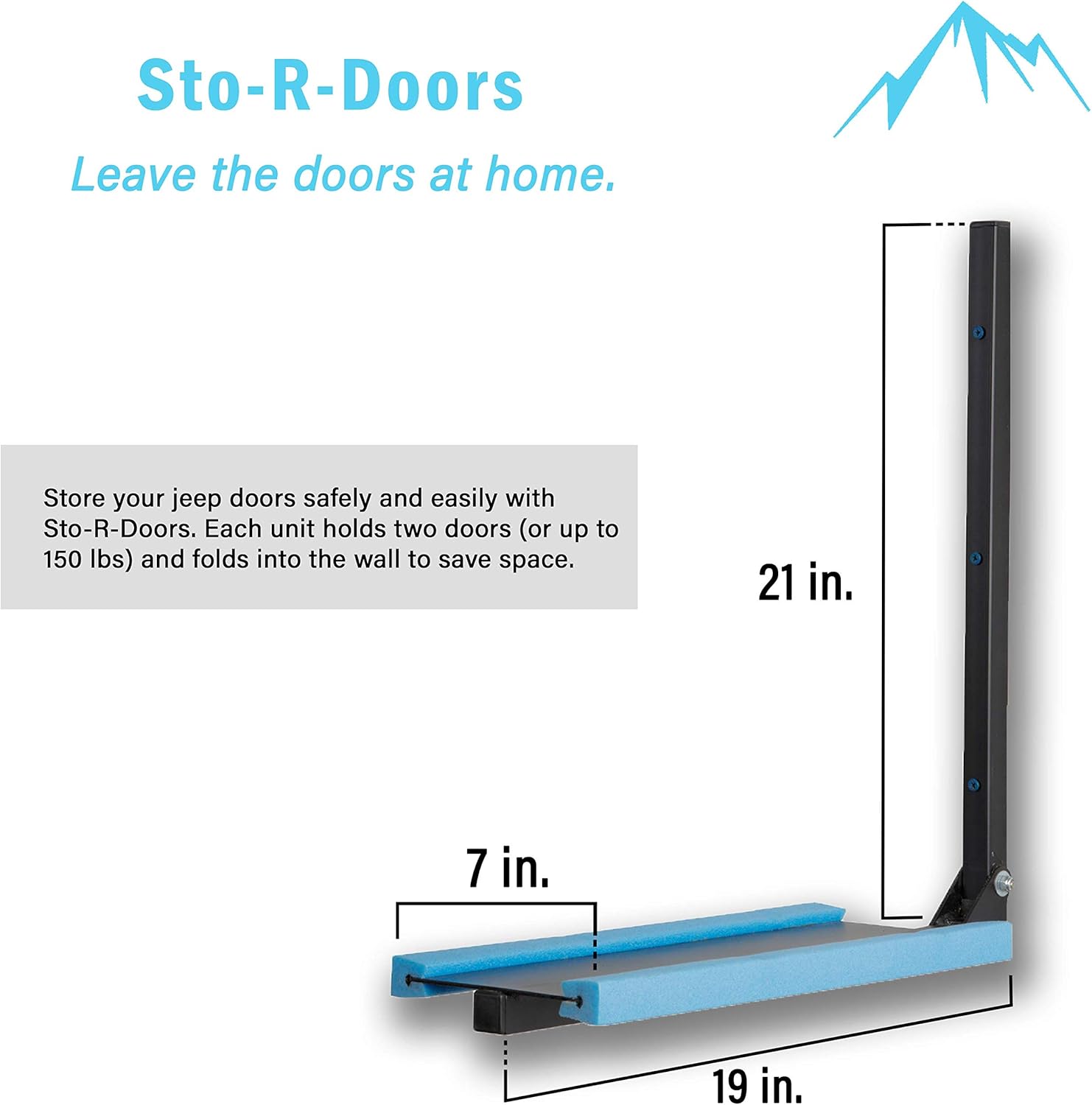 Wall Mounted Door Storage Rack Fits Jeep Doors 1941-Present. Sto-R-Doors 150lbs Capacity
