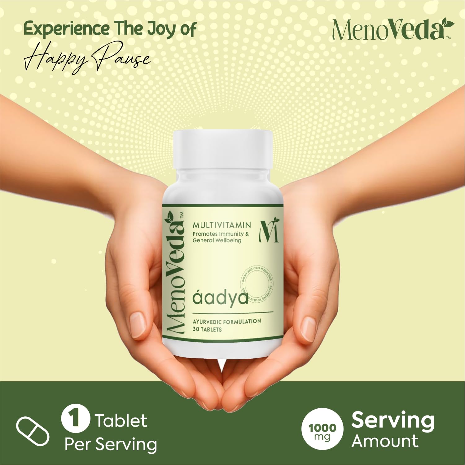 Menoveda Aadya Multivitamin for Women -30 Tablets (Pack of 3) Ayurvedic Multivitamin Supplement for Immunity, Energy & Hormone Balance | Daily Women’s Vitamins for General Wellbeing | Herbal Nutritional Support 1