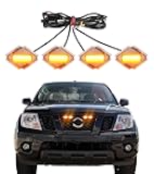 Front Bumper Grill Lights for Nissan Frontier 2009-2021 Accessories LED Running Marker Accent Lights DRL Fits PRO 4X S SL SV Desert Runner OEM Grille Insert (Amber)